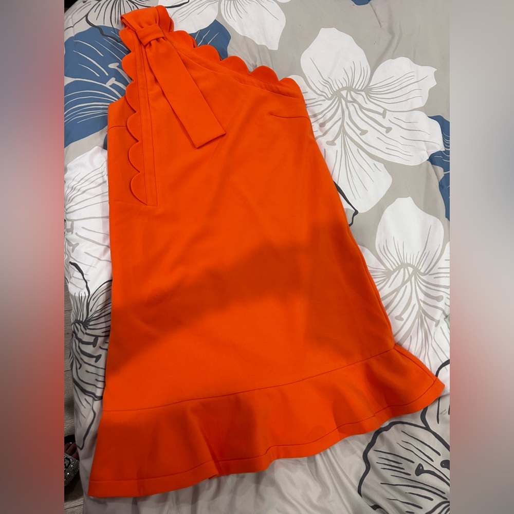VICTORIA BECKHAM • Orange One Shoulder Dress • sz Small • - Picture 2 of 11
